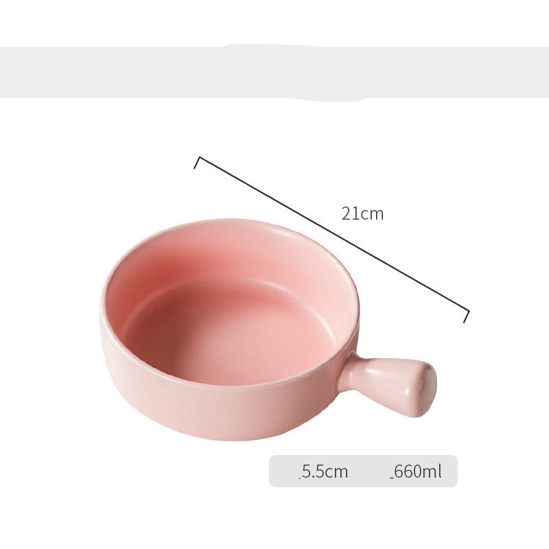 Nordic Style Porcelain Baked Rice Bowl with Handle - Salad and Soup Bowl