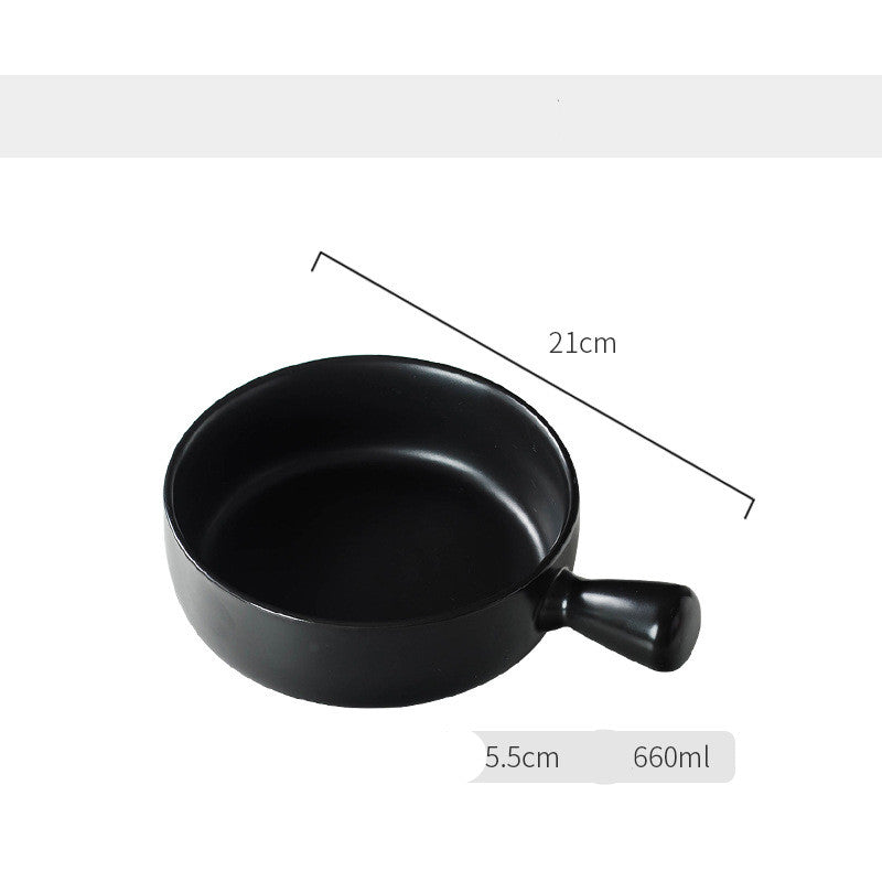 Nordic Style Porcelain Baked Rice Bowl with Handle - Salad and Soup Bowl