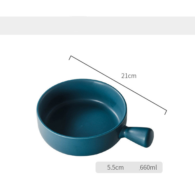 Nordic Style Porcelain Baked Rice Bowl with Handle - Salad and Soup Bowl