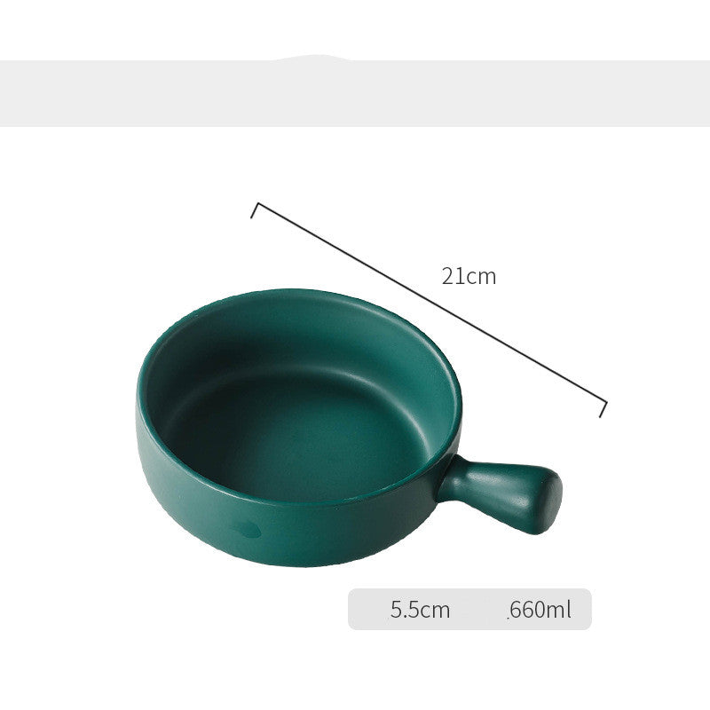 Nordic Style Porcelain Baked Rice Bowl with Handle - Salad and Soup Bowl