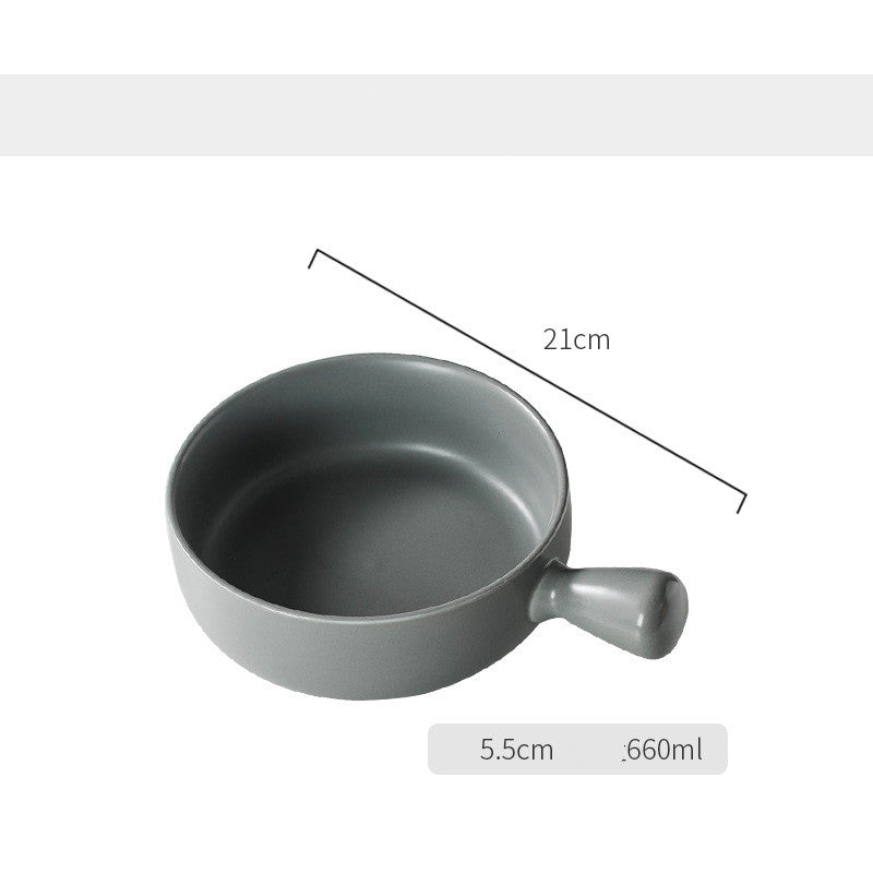 Nordic Style Porcelain Baked Rice Bowl with Handle - Salad and Soup Bowl