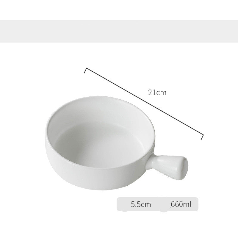 Nordic Style Porcelain Baked Rice Bowl with Handle - Salad and Soup Bowl