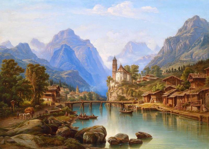 Digital Landscape Oil Painting on Canvas - Modern Home Decor & Gift