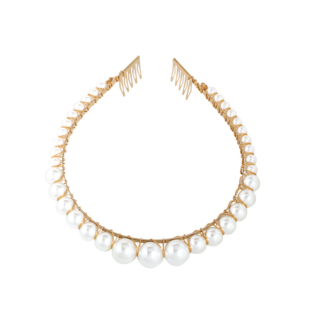 Pearl Headband Wide Hairpin U-Shape