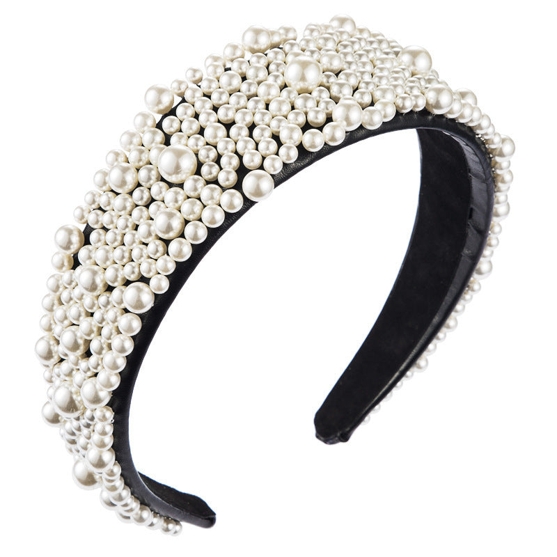 Pearl Headband Wide Hairpin U-Shape