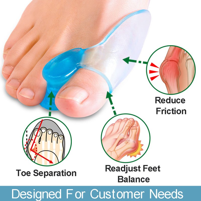 Blue Toe Separator Pad for Hallux Valgus Correction - 2 Piece Set