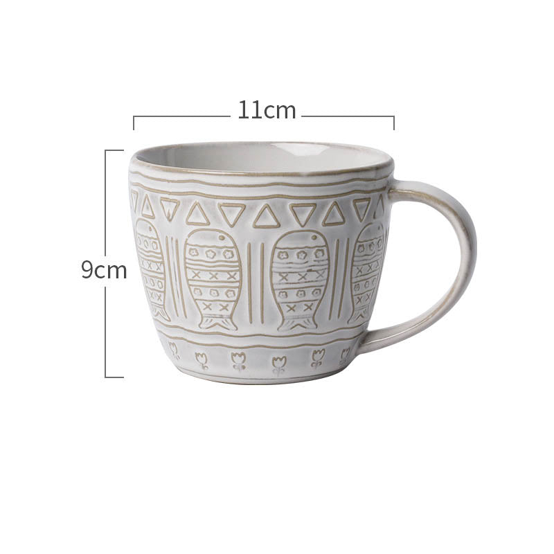 Retro White Glaze Cartoon Cat Ceramic Pet Bowl Set - Multiple Styles