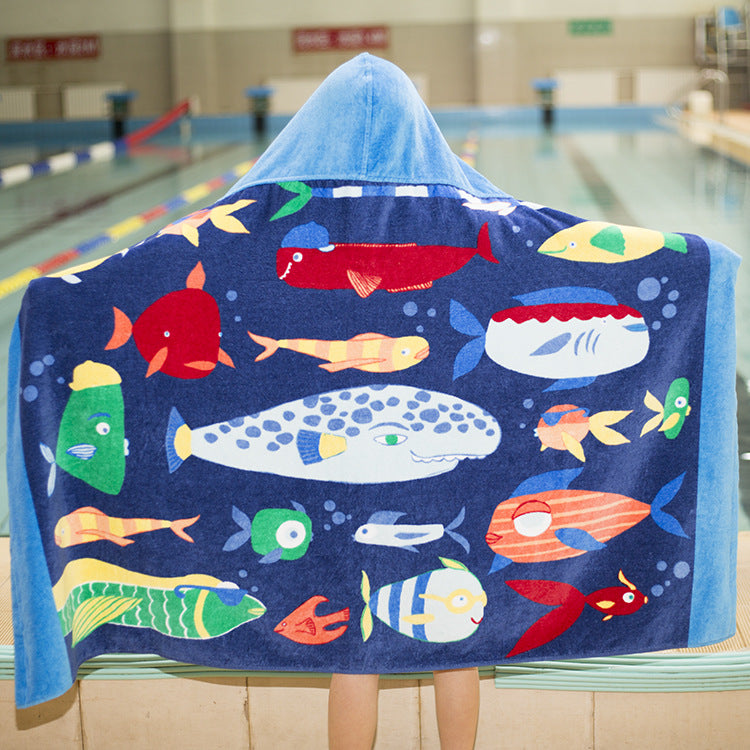 Children's Cotton Hooded Bath Towel - European & American Style, 76cm Length