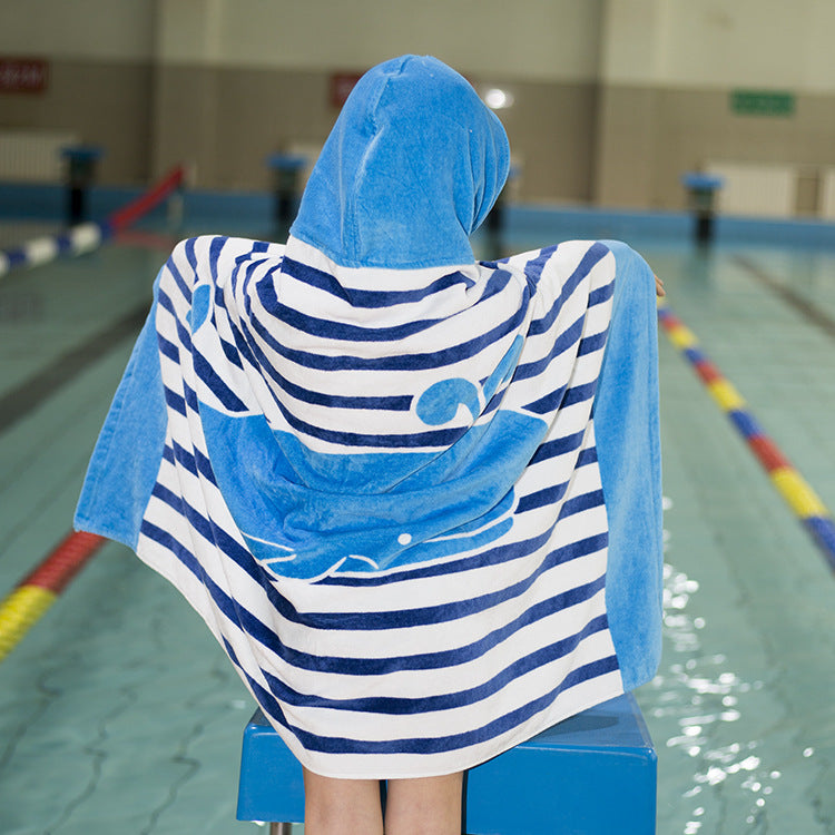Children's Cotton Hooded Bath Towel - European & American Style, 76cm Length