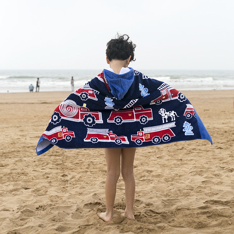 Children's Cotton Hooded Bath Towel - European & American Style, 76cm Length
