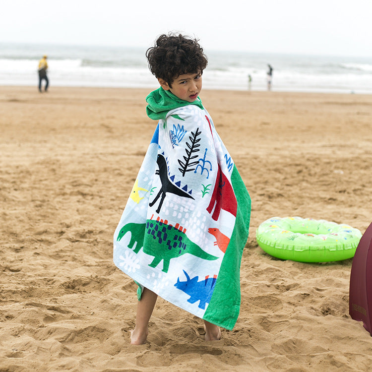Children's Cotton Hooded Bath Towel - European & American Style, 76cm Length