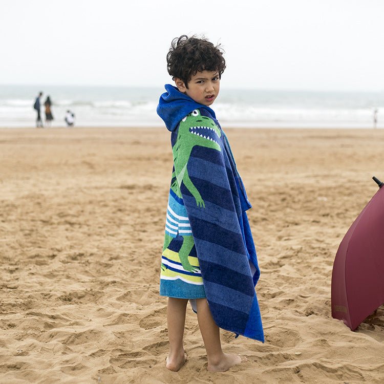 Children's Cotton Hooded Bath Towel - European & American Style, 76cm Length