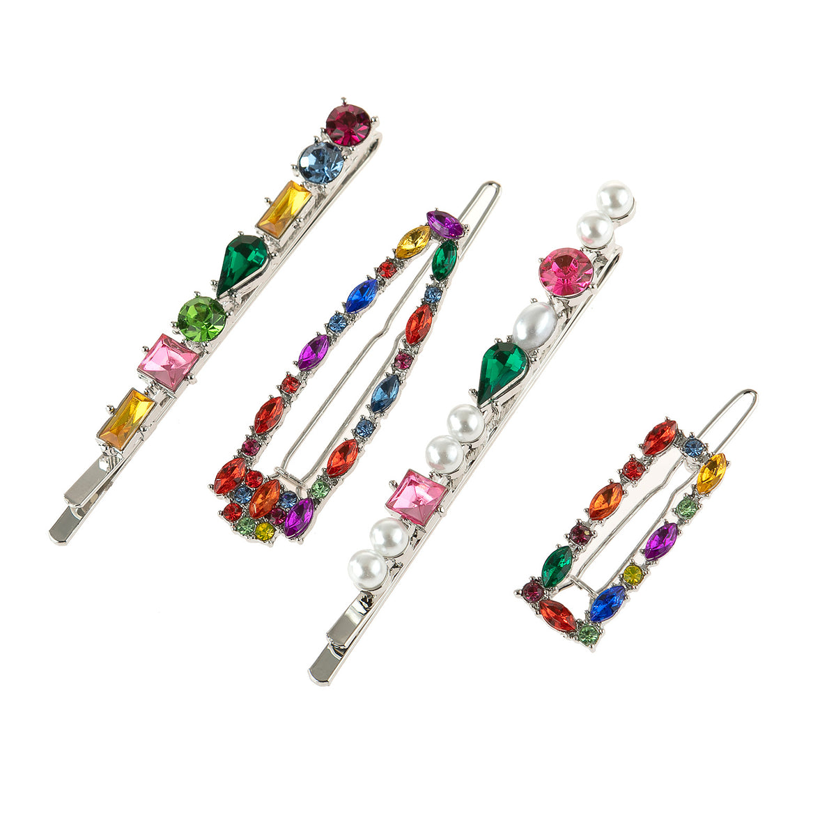 Alloy Hair Clip 4-Piece Set - Geometric Design