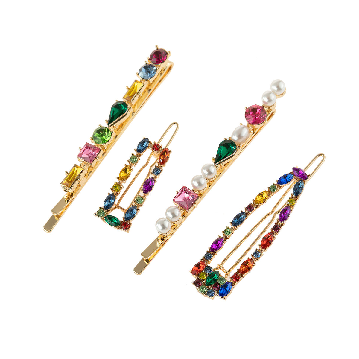 Alloy Hair Clip 4-Piece Set - Geometric Design