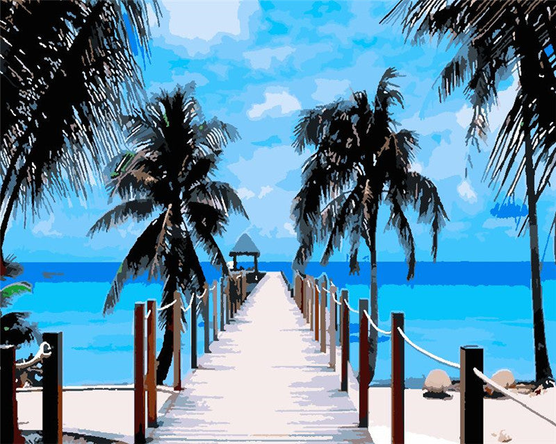 Landscape Oil Painting Canvas Wall Art - Ocean Scene Customizable Size