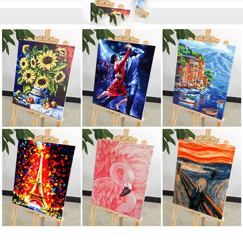 DIY Digital Oil Painting Flower Landscape Canvas Wall Art - Frameless & Framed Options