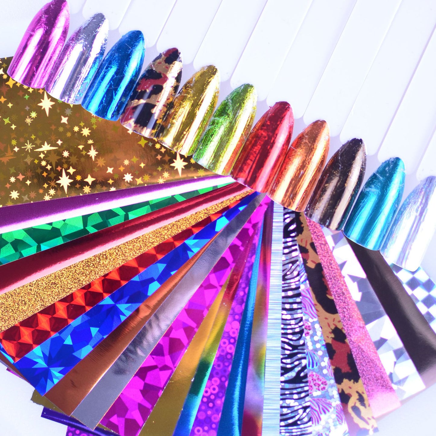 24 Sheets Nail Art Foils Laser Shine Transfer Stickers for DIY Manicure