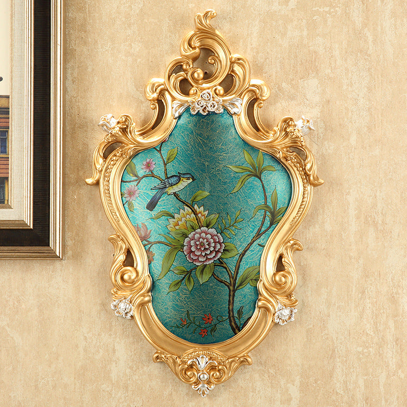 3D Flower and Bird Wall Hanging Decor - European Style Resin Ornaments
