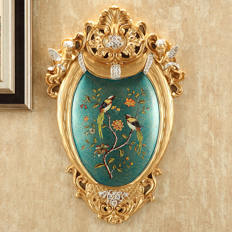 3D Flower and Bird Wall Hanging Decor - European Style Resin Ornaments
