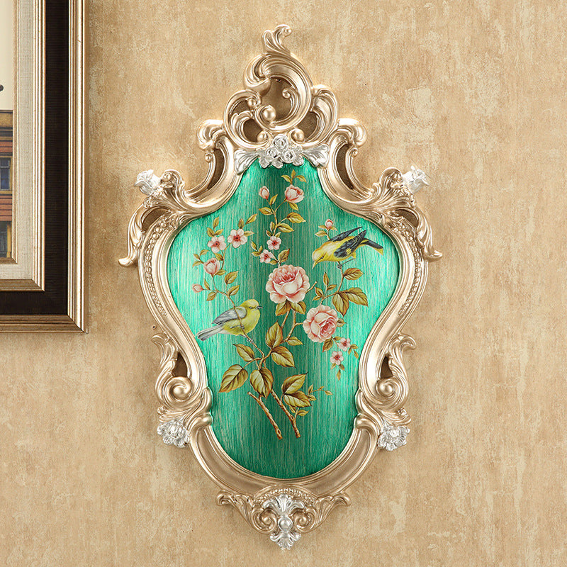 3D Flower and Bird Wall Hanging Decor - European Style Resin Ornaments