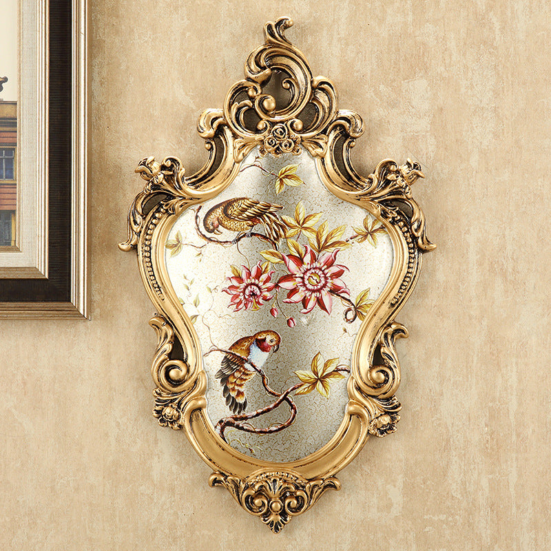 3D Flower and Bird Wall Hanging Decor - European Style Resin Ornaments