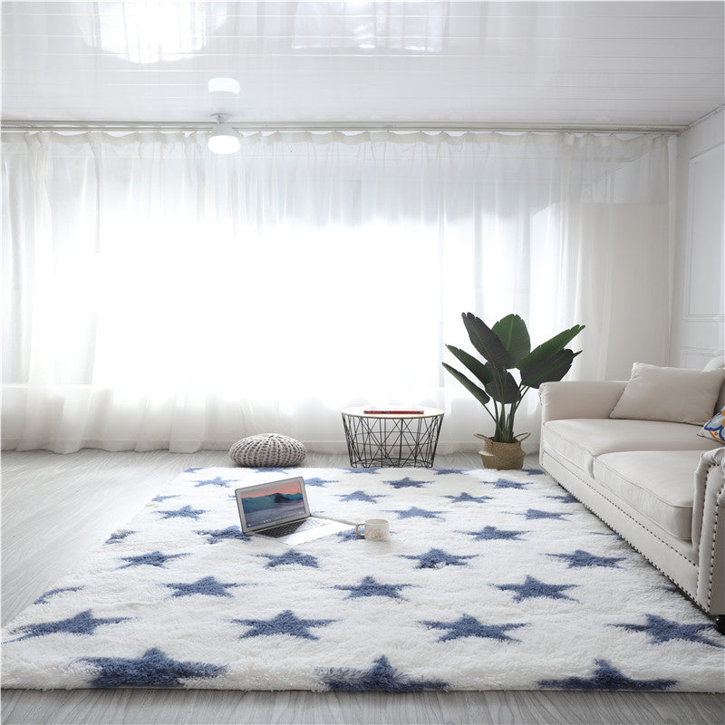 Tie-Dye Gradient Color Printed Silk Wool Carpet - Modern Rectangular Rug