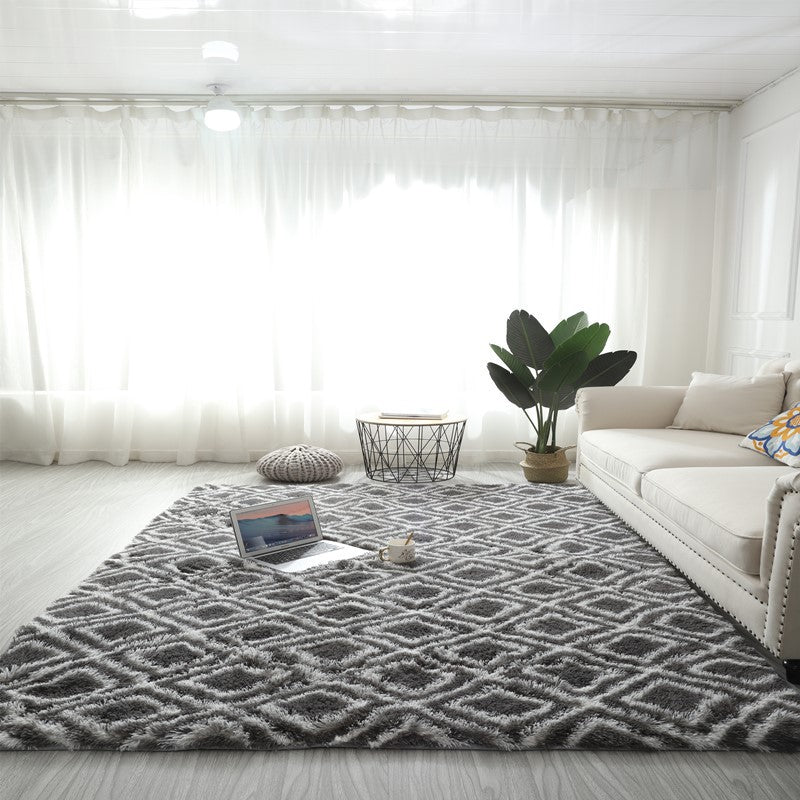 Tie-Dye Gradient Color Printed Silk Wool Carpet - Modern Rectangular Rug