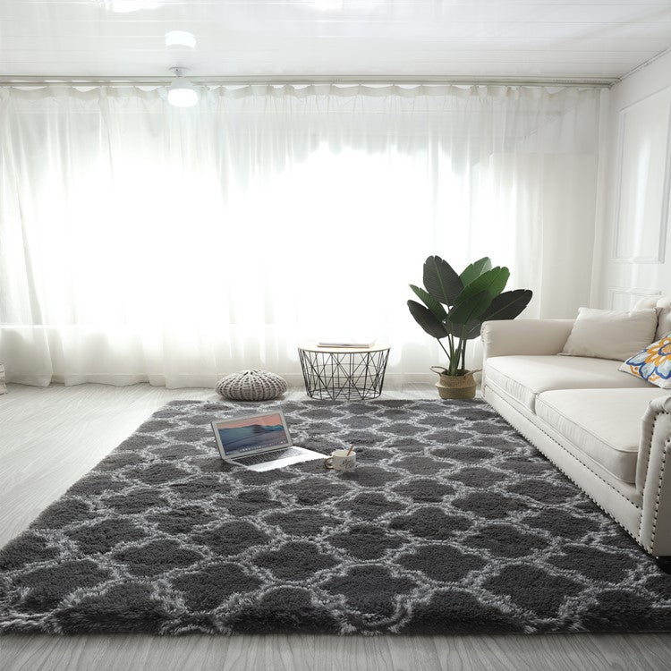 Tie-Dye Gradient Color Printed Silk Wool Carpet - Modern Rectangular Rug