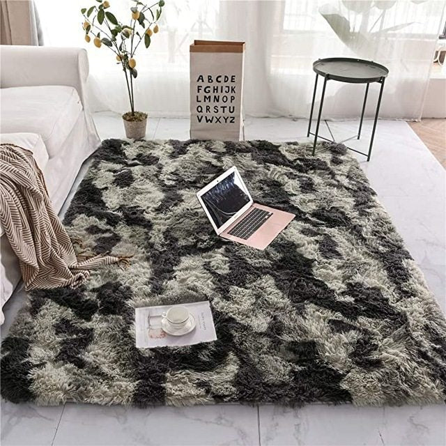 Tie-Dye Gradient Color Printed Silk Wool Carpet - Modern Rectangular Rug