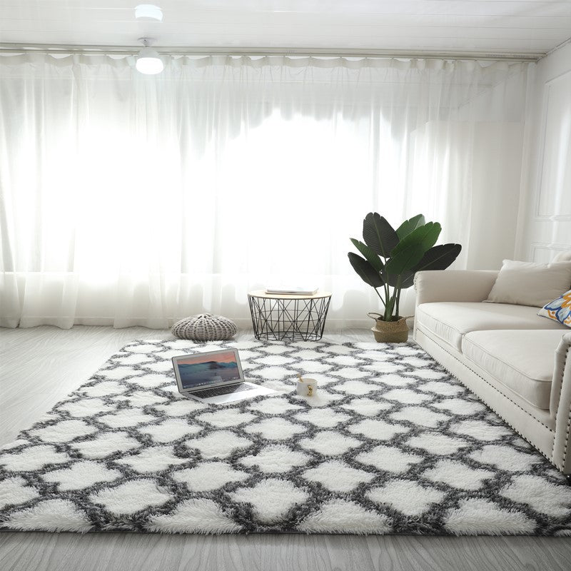 Tie-Dye Gradient Color Printed Silk Wool Carpet - Modern Rectangular Rug
