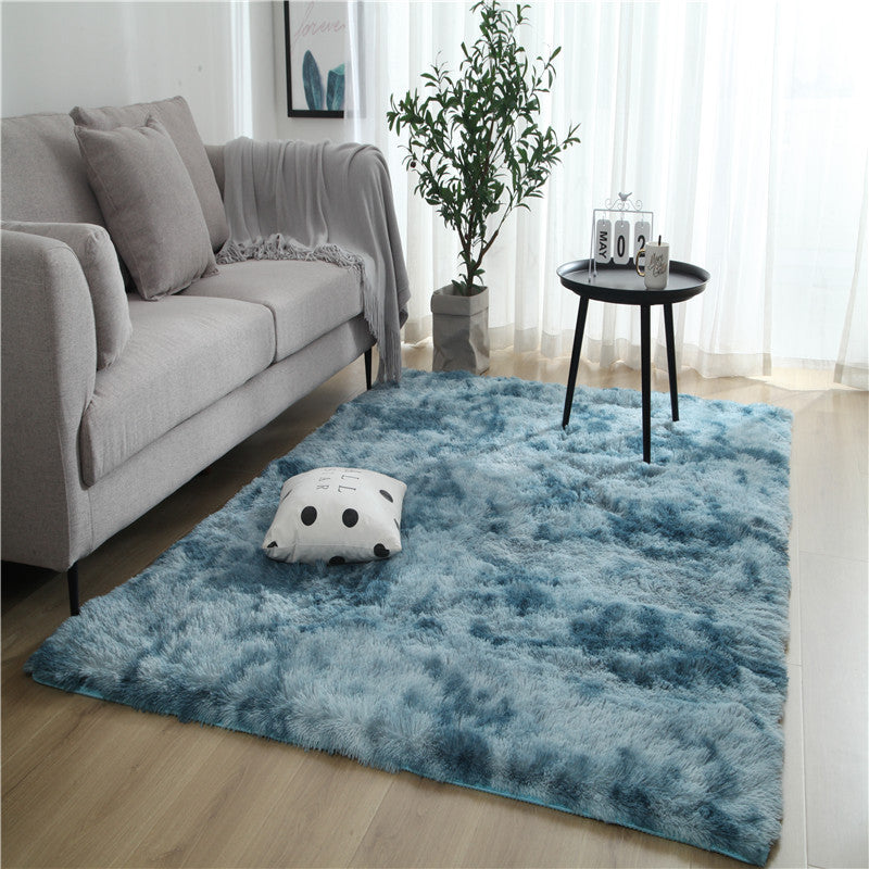 Tie-Dye Gradient Color Printed Silk Wool Carpet - Modern Rectangular Rug