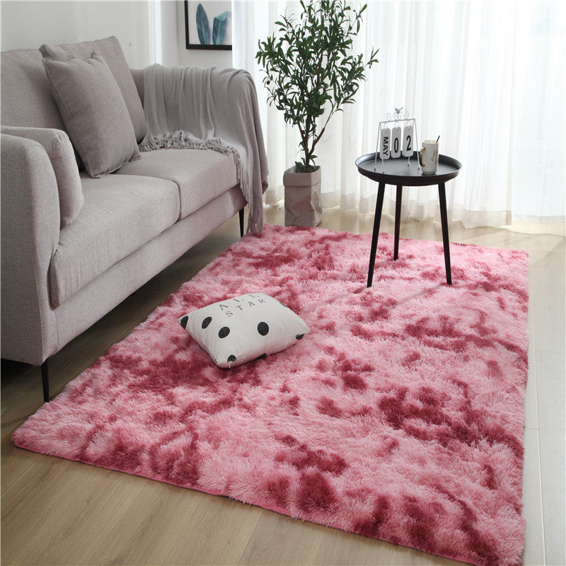 Tie-Dye Gradient Color Printed Silk Wool Carpet - Modern Rectangular Rug