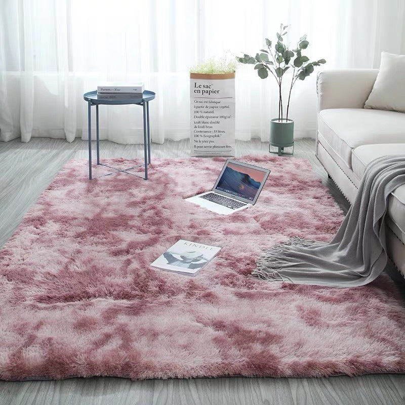 Tie-Dye Gradient Color Printed Silk Wool Carpet - Modern Rectangular Rug