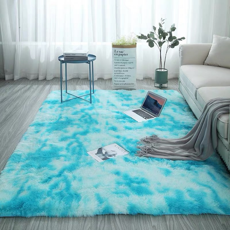 Tie-Dye Gradient Color Printed Silk Wool Carpet - Modern Rectangular Rug