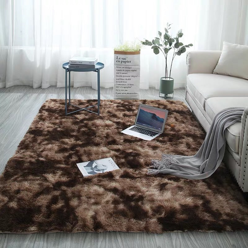 Tie-Dye Gradient Color Printed Silk Wool Carpet - Modern Rectangular Rug