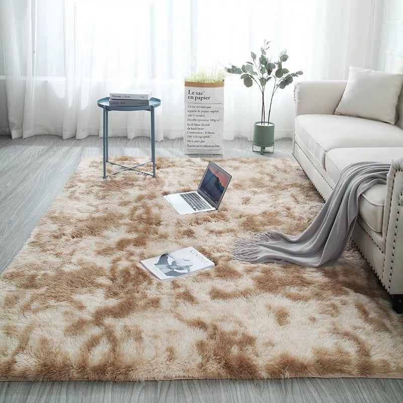 Tie-Dye Gradient Color Printed Silk Wool Carpet - Modern Rectangular Rug