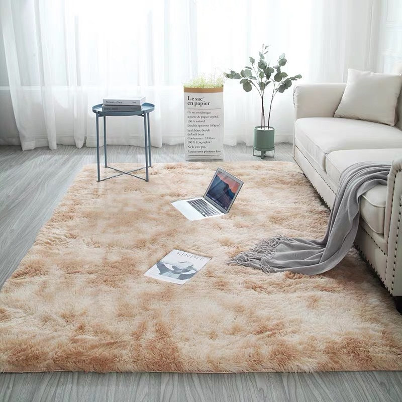 Tie-Dye Gradient Color Printed Silk Wool Carpet - Modern Rectangular Rug