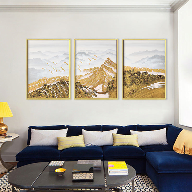 Modern Canvas Wall Art Poster - Mountain Snowy Bird Landscape for Living Room Decor