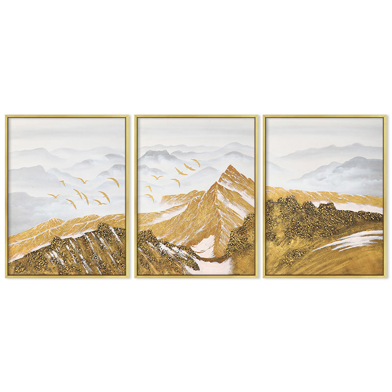 Modern Canvas Wall Art Poster - Mountain Snowy Bird Landscape for Living Room Decor