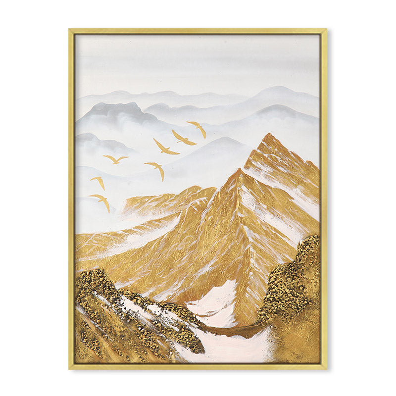 Modern Canvas Wall Art Poster - Mountain Snowy Bird Landscape for Living Room Decor