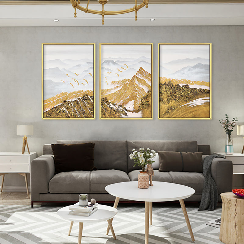 Modern Canvas Wall Art Poster - Mountain Snowy Bird Landscape for Living Room Decor