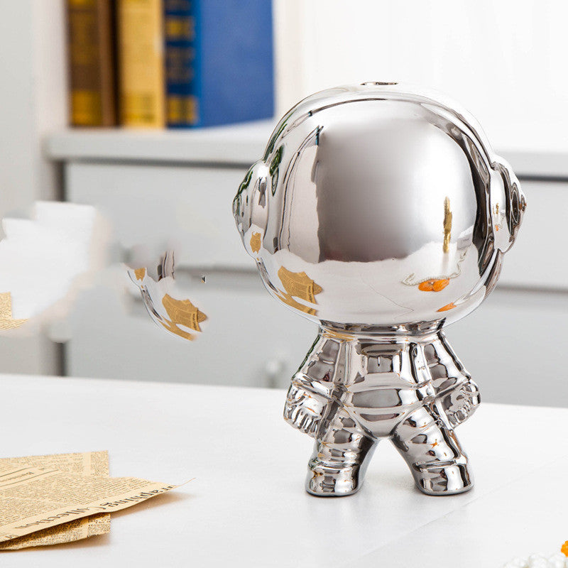 Luxury Ceramic Astronaut Flower Arrangement - Modern Home Decor