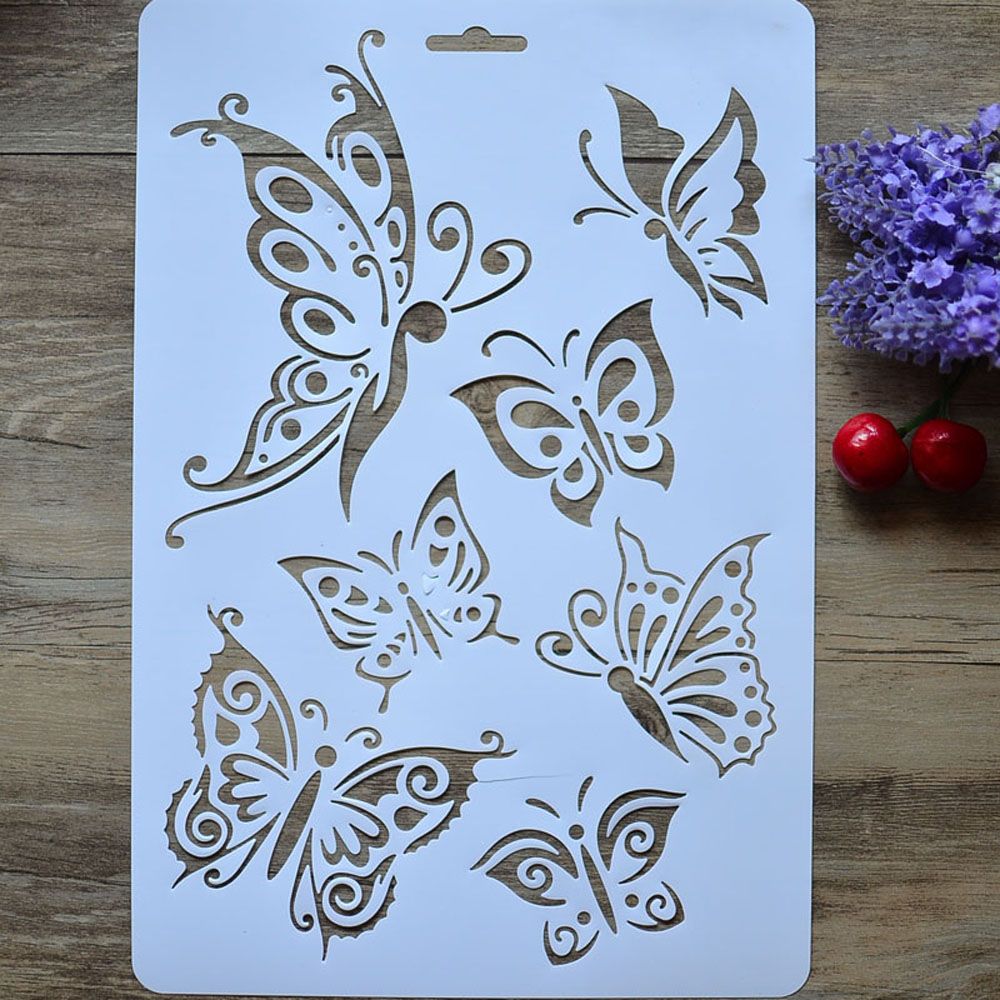 DIY Photo Album Template Set with Colorful Butterfly Lace Ruler for Kids Crafting