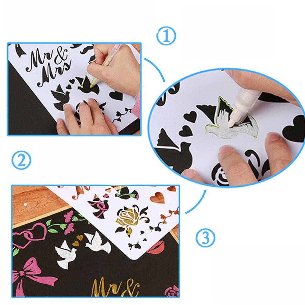 DIY Photo Album Template Set with Colorful Butterfly Lace Ruler for Kids Crafting