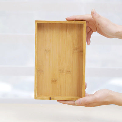 Retro Wooden Rectangular Bamboo Tray for Home & Kitchen Storage - Multiple Sizes