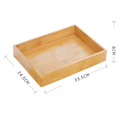 Retro Wooden Rectangular Bamboo Tray for Home & Kitchen Storage - Multiple Sizes