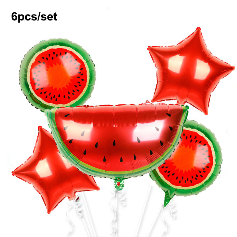 Summer Fruit Balloon Set - Aluminum Heart-Shaped Party Decorations