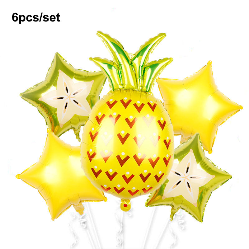 Summer Fruit Balloon Set - Aluminum Heart-Shaped Party Decorations