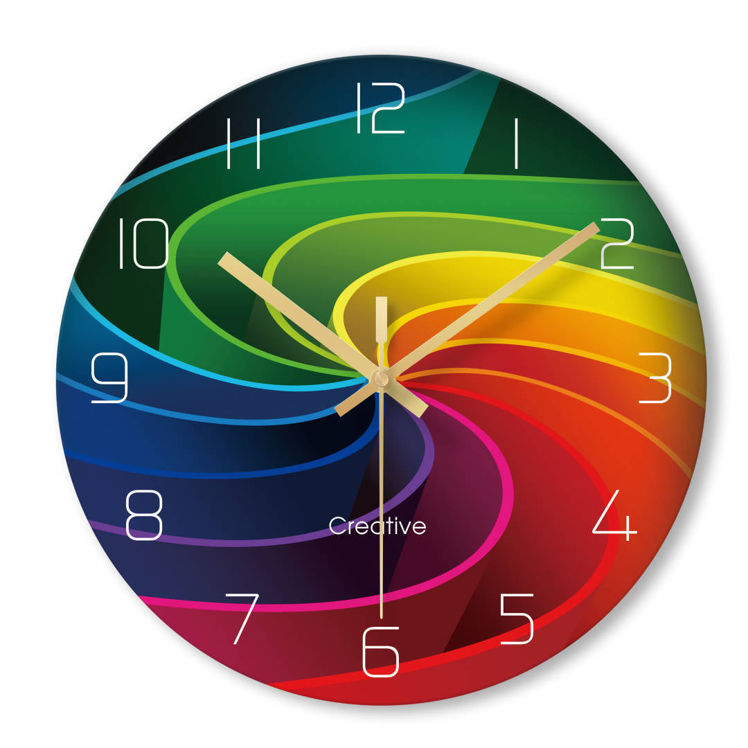 Silent Modern Round Wall Clock 12 Inch Glass Home Decor
