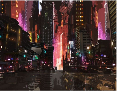 Digital Neon Landscape DIY Oil Painting Kit - Modern Home Wall Art
